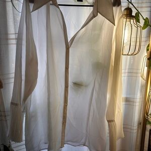Venezia Sheer White Button Down Blouse
